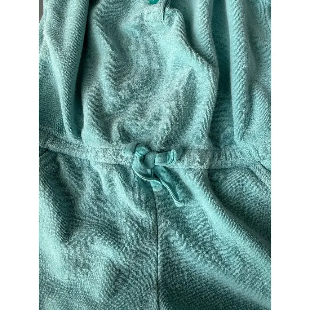 Baby Gap Girls Aqua Blue Tie Shoulder Terry Cloth Romper Toddler Size T2